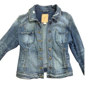 Guess Denim Blue Jean Distressed Jacket‎ Size Medium Women